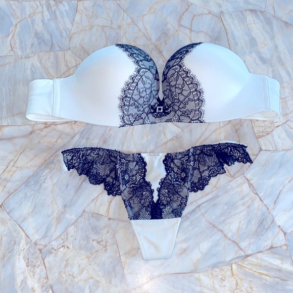 2 Pc Set32B Bra Bombshell Eyelash Lace Miraculous Super Push-up Small Panty